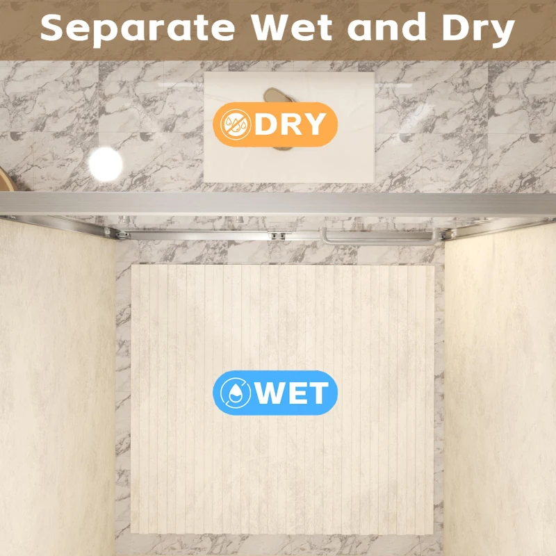 Double Sliding Shower Door with Explosion-Proof Safety Film, Durable Aluminum Panel for Bathroom, 54" L x 0.5" W x 72" H, Brushed Nickel