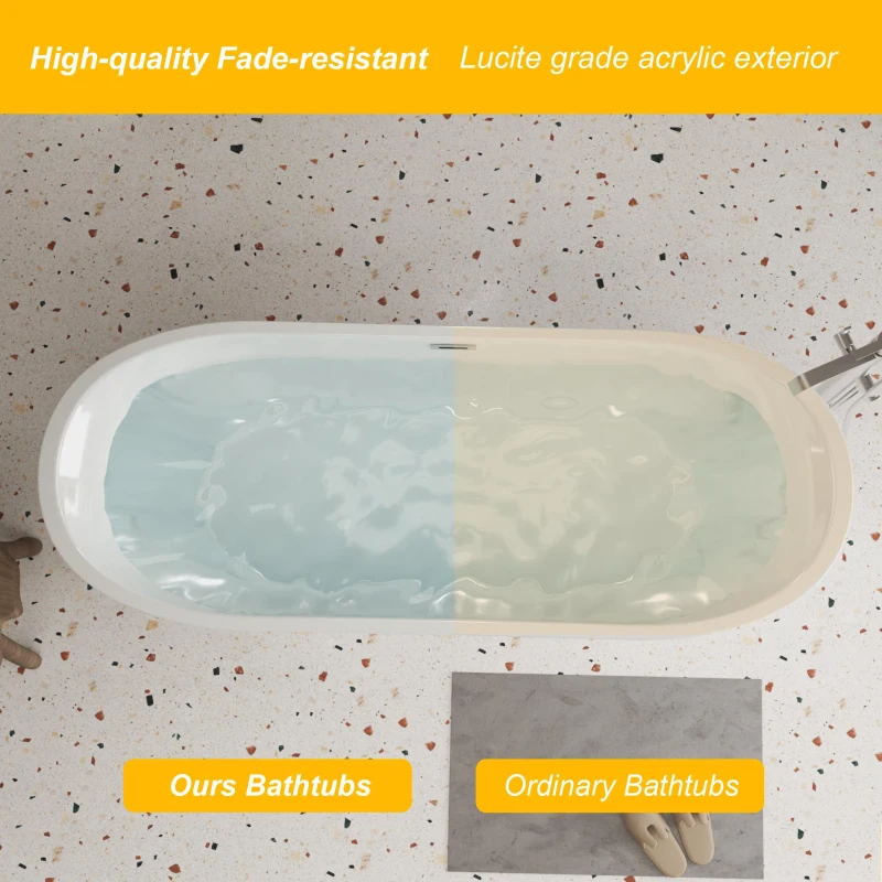 67" Freestanding Acrylic Bathtub with Spacious Oval Shape and Anti-Bacterial High-Gloss Finish, Tub for Bathroom, 67" L x 31.5" W x 23" H, Black