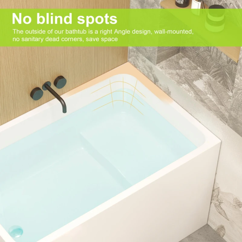 43" Acrylic Freestanding Bathtub with Built-In Seat and Ergonomic Sloping Backrest, Tub for Bathroom, 43.3" L x 27.6" W x 24.8" H, Gloss White