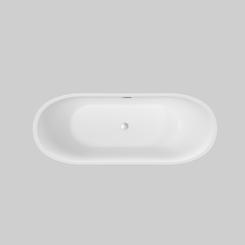 59" Acrylic Freestanding Bathtub with Unique Diamond-Pattern Exterior, Oval Soaking Tub for Bathroom, 59" L x 29.5" W x 23" H, Gloss White