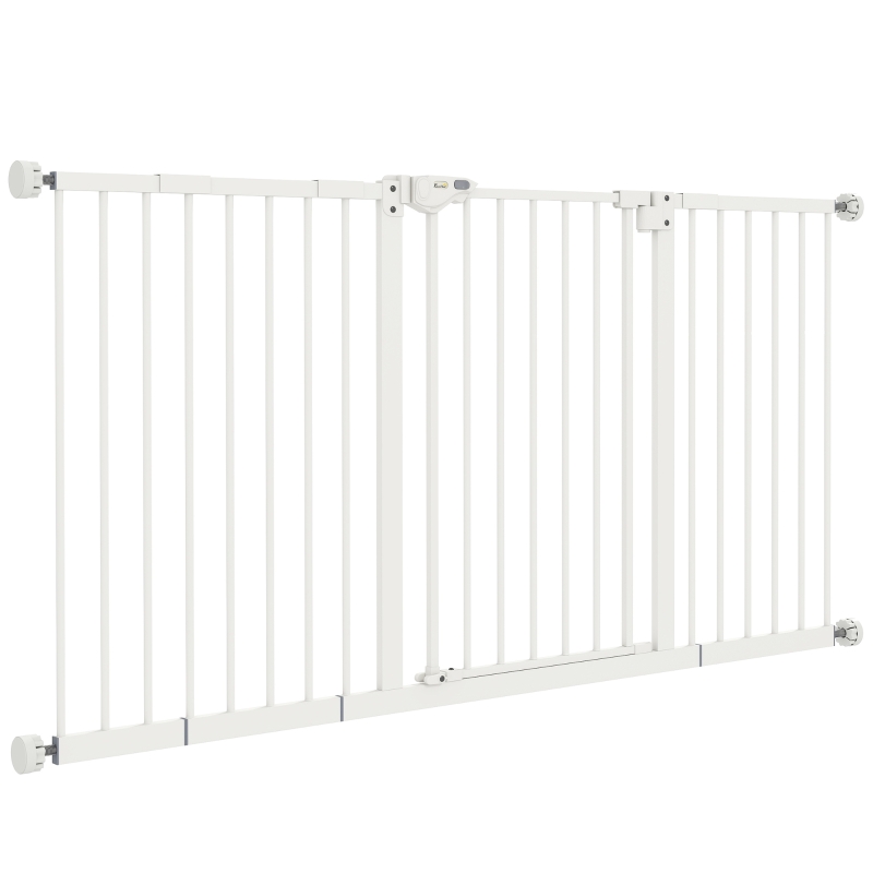 PawHut 30 Inch Tall Pet Gate with Door Dog Gate and Barrier Indoor for Stairs Includes 7", 8", 12" Extensions Kit
