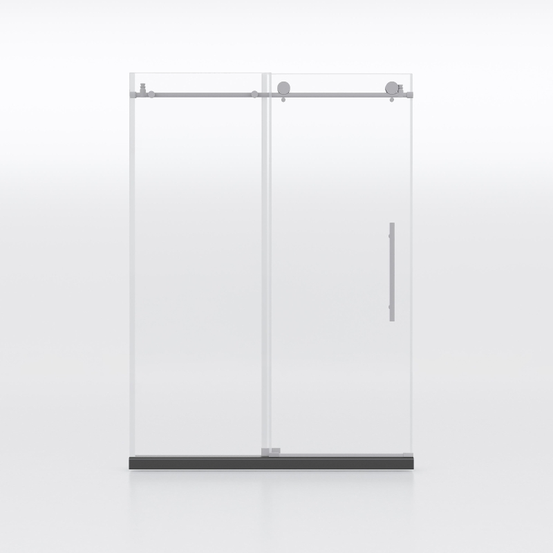 Frameless Shower Door with Stainless Steel Hardware, Support Bar, Bathroom Door with Waterproof Seals, 60" L x 0.5" W x 76" H, Brushed Nickel