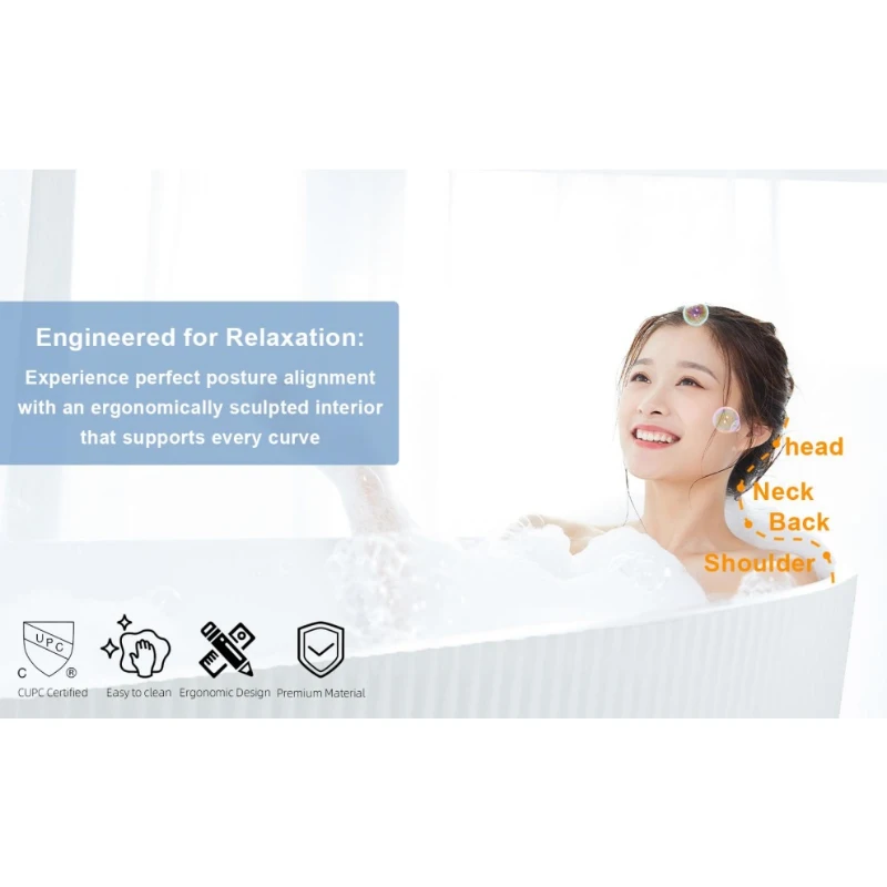 67" Freestanding Soaking Tub with Vertical Pleated Exterior, Bathtub with Chrome Pop-Up Toe-Tap Drain, 67" L x 31.5" W x 23" H, Gloss White