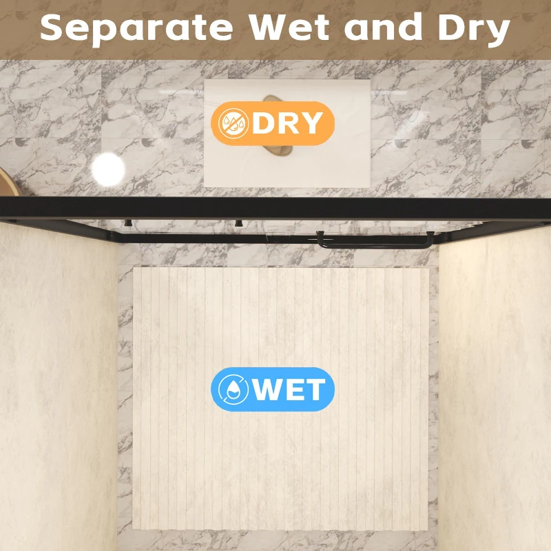 Double Sliding Shower Door with Explosion-Proof Safety Film and Stainless Steel Handle, Panel for Bathroom, 48" L x 0.5" W x 72" H, Matt Black