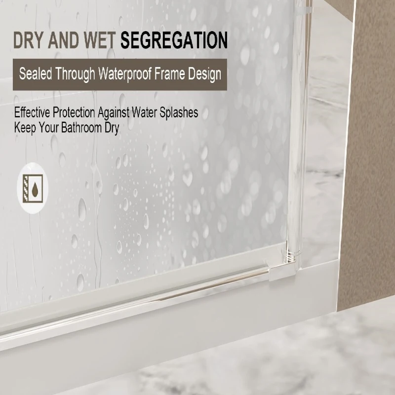 36” Pivot Shower Door with Explosion-Proof Film and Tempered Glass, Bathroom Door with Stainless Steel Handle, 36" L x 0.5" W x 72" H, Chrome