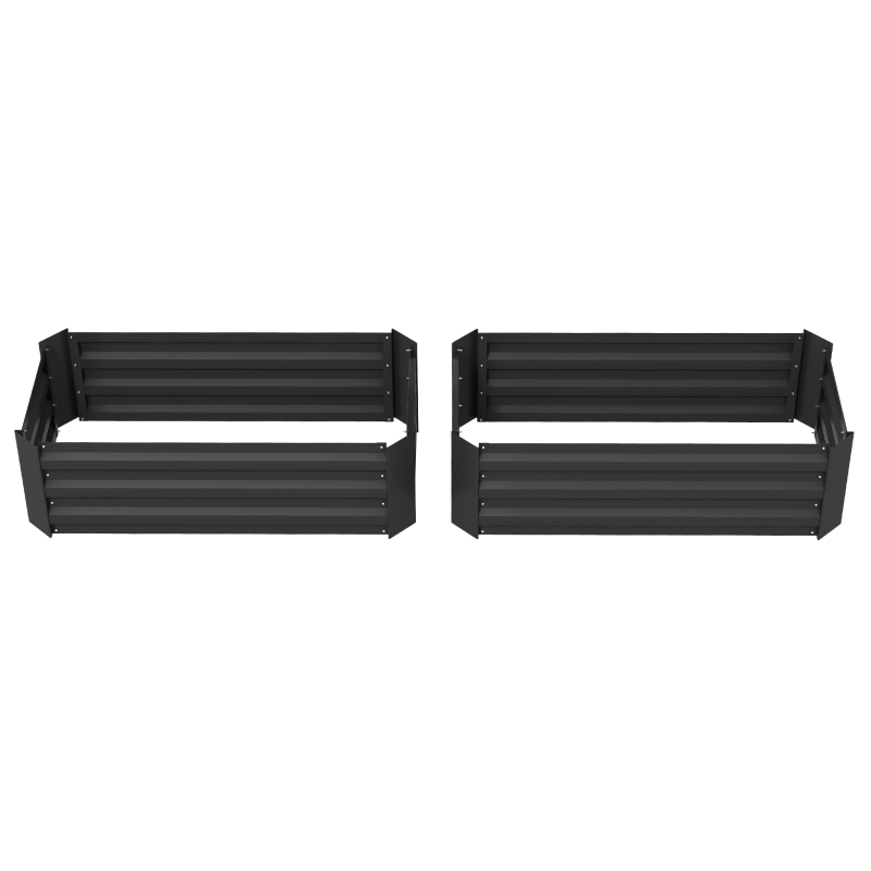 Outsunny Set of 2 Raised Garden Bed, Steel Elevated Planter Box for Flowers, Herbs, Succulents, 39"x20"x12", Black