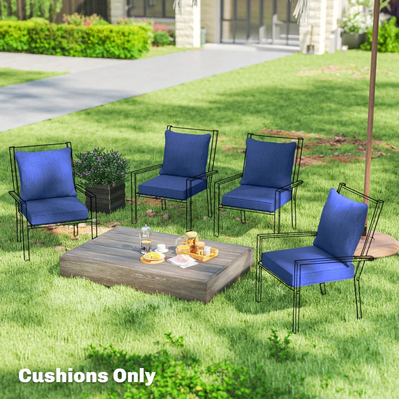 Outsunny Outdoor Chair Cushions Set of 4, Fade Resistant Patio Chair Cushions for Outdoor Furniture, 24" x 24", Navy Blue
