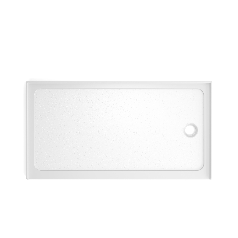 32" x 60" Shower Base with Durable Non-Flex Construction, Acrylic 3-Wall Alcove Shower Pan with Right Drain, 60" L x 32" W x 3" H, Gloss White