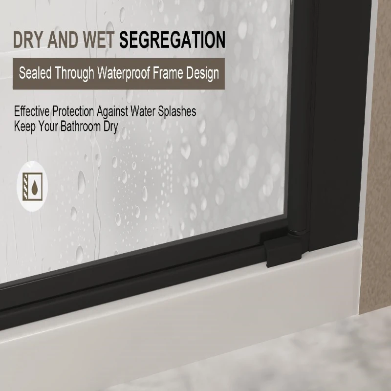 30" Bi-Fold Shower Door with Safety Film and Tempered Glass, Bathroom Door with Stainless Steel Handle, 30" L x 0.5" W x 72" H, Matte Black