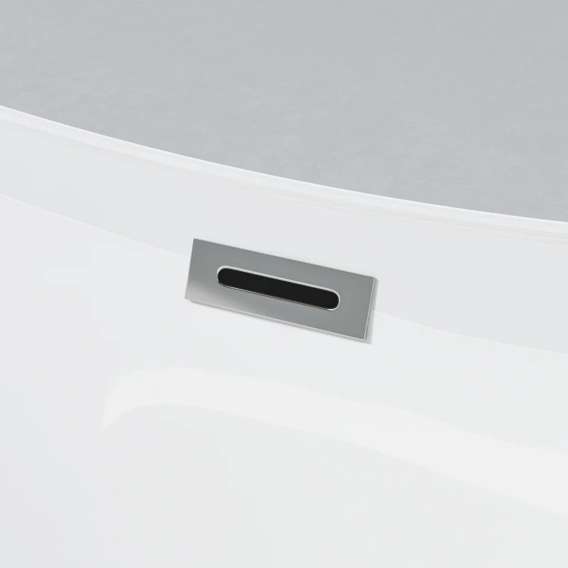 47" Acrylic Freestanding Oval Soaking Bathtub with High-Gloss Finish, Freestanding Tub with Flexible Drain Hose, 47" L x 28" W x 24" H, Gloss White