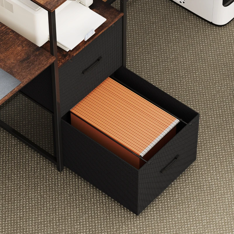 HOMCOM 96 Inch Gaming Desk, Dual Computer Desk for 2 Person with Power Outlets and Monitor Stands, Rustic Brown