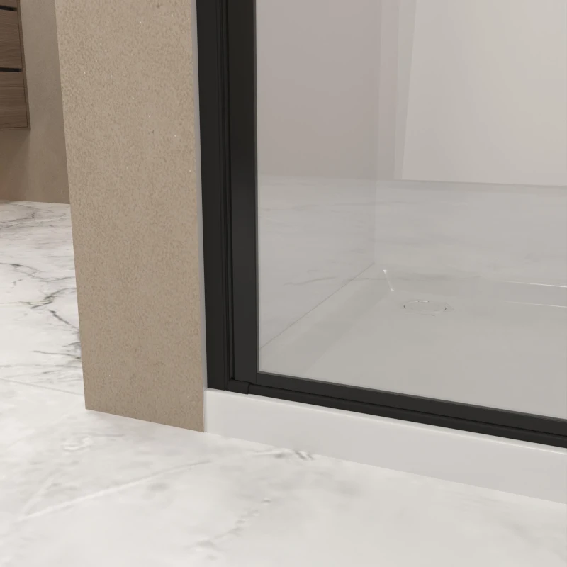 36" Pivot Shower Door with Protective Safety Film and Raised Water-Stop Strip, Swinging Panel for Bathroom, 36" L x 0.5" W x 72" H, Matte Black