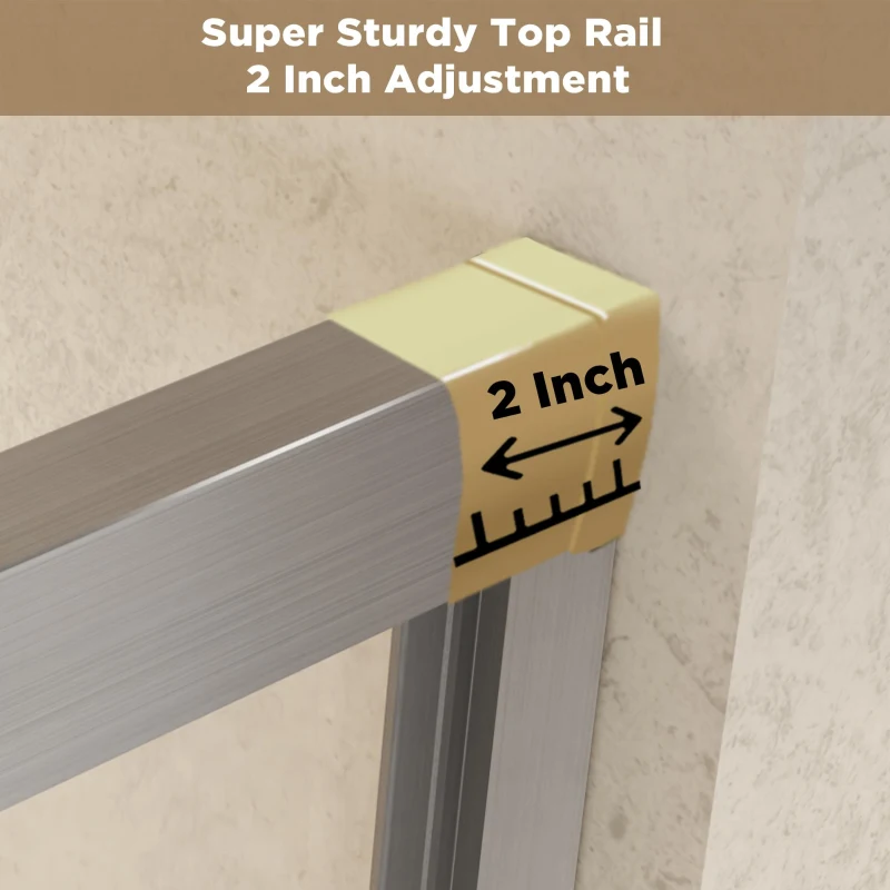 Double Sliding Shower Door with Explosion-Proof Safety Film, Stainless Steel Long Handle, Panel for Bathroom, 60" L x 0.5" W x 60" H, Brushed Nickel
