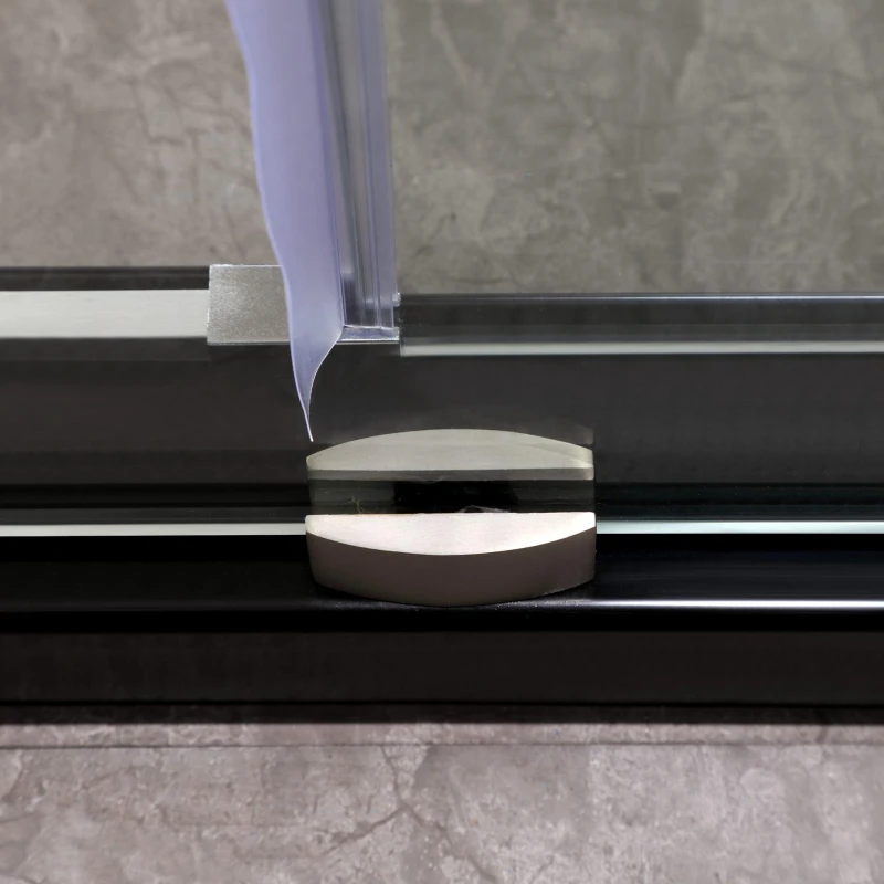 Frameless Shower Door with Stainless Steel Hardware, Support Bar, Bathroom Door with Waterproof Seals, 60" L x 0.5" W x 76" H, Brushed Nickel