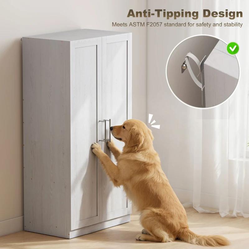 HOMCOM Wardrobe Cabinet with 2 Doors and Hanging Rod, Modern Armoire Wardrobe Closet for Bedroom, White Wood Effect