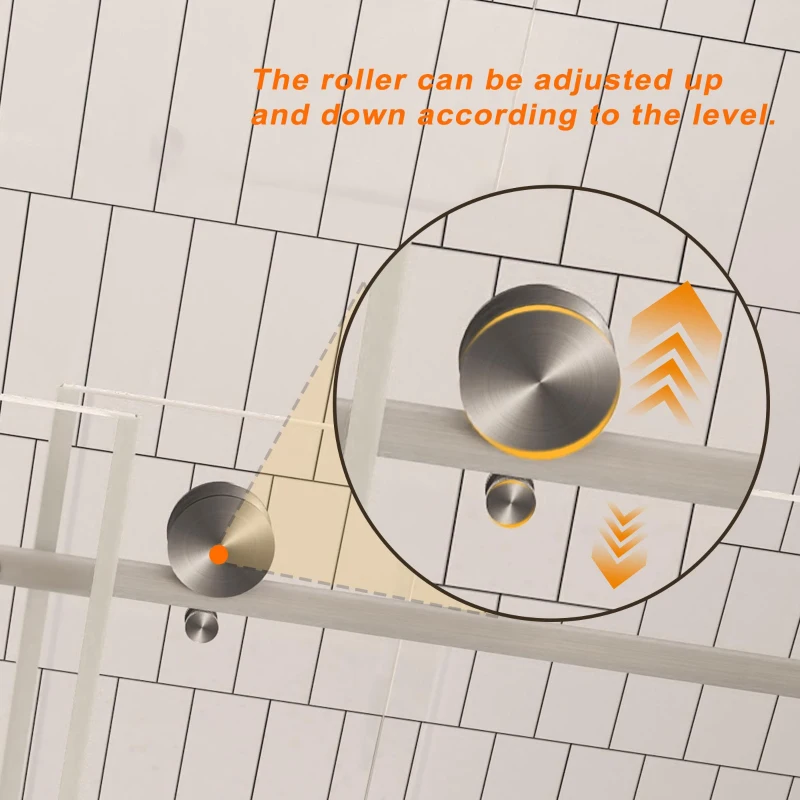 Frameless Shower Door with Anti-Shatter Safety Film and Bottom Water-Blocking Strip, Panel for Bathroom, 60" L x 0.5" W x 76" H, Brushed Nickel