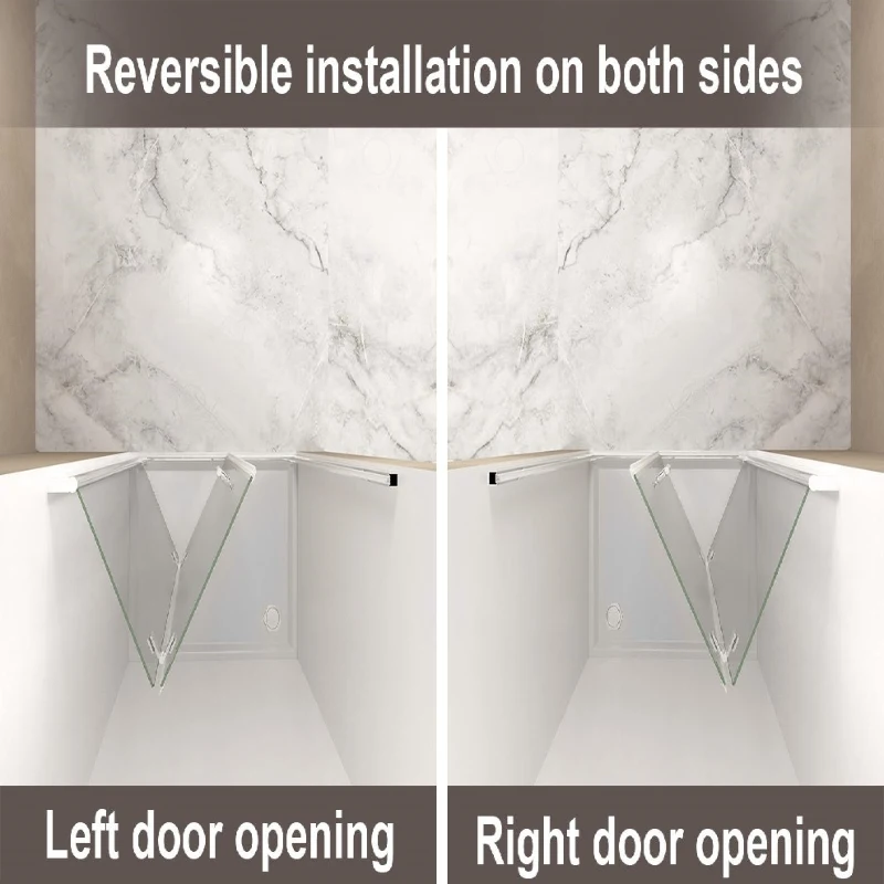 34" Bi-Fold Shower Door with Explosion-Proof Film and Tempered Glass, Bathroom Door with Stainless Steel Handle, 34" L x 0.5" W x 72" H, Chrome