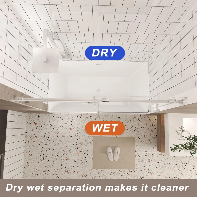 Frameless Sliding Shower Door with Smooth Quiet Stainless Steel Rollers & Round Tracks, Panel for Bathroom, 60" L x 0.5" W x 60" H, Brushed Nickel