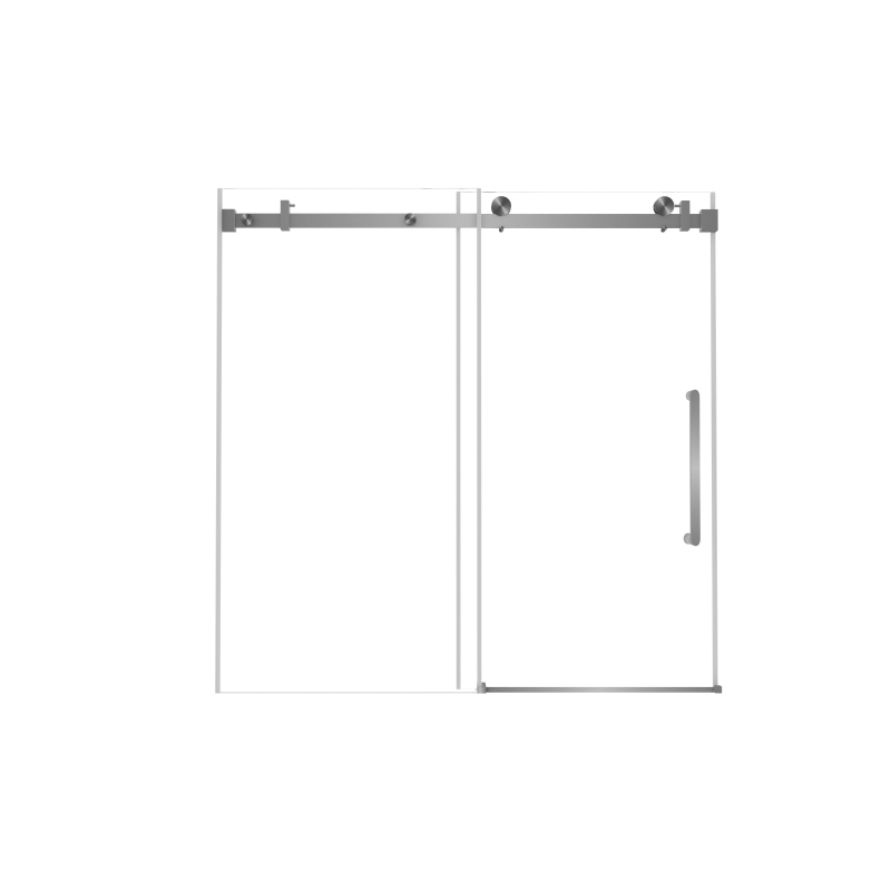 Frameless Shower Door with Anti-Shatter Safety Film and Bottom Water-Blocking Strip, Panel for Bathroom, 60" L x 0.5" W x 60" H, Brushed Nickel