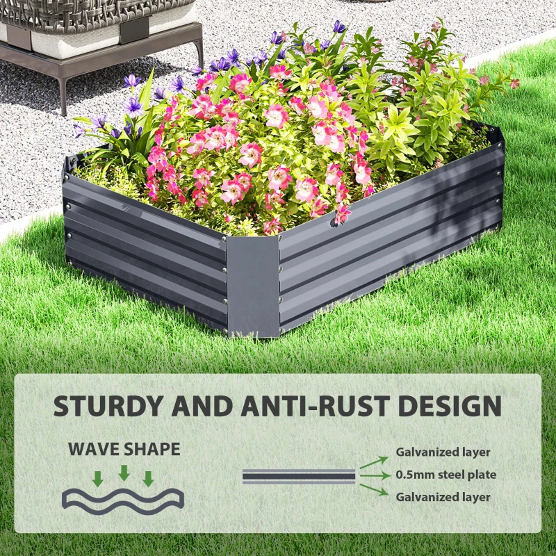 Outsunny Galvanized Raised Garden Bed, 4' x 3' x 1' Outdoor Metal Planter Box, Raised Bed for Growing Flowers Herbs, Dark Grey