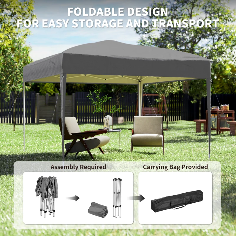 Outsunny 10 x 10ft Folding Pop Up Tent Outdoor Gazebo Canopy with Carrying Bag, Grey