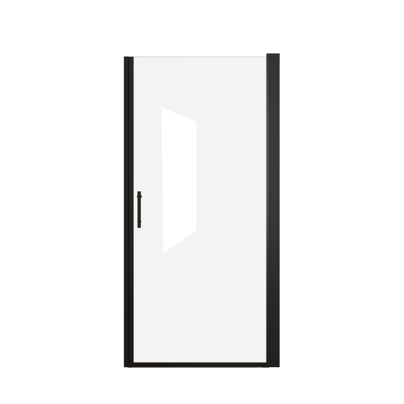 Pivot Shower Door with Safety Film and Tempered Glass, Bathroom Door with Stainless Steel Handle, 30" L x 0.5" W x 72" H, Matte Black