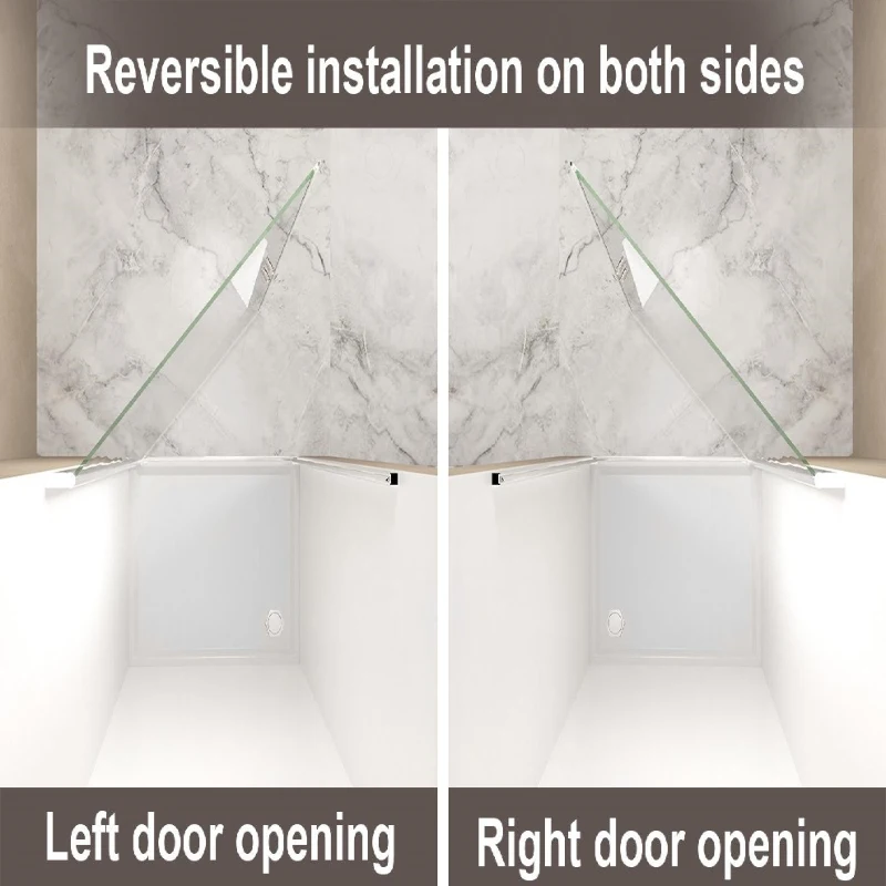 30" Pivot Shower Door with Explosion-Proof Film and Tempered Glass, Bathroom Door with Stainless Steel Handle, 30" L x 0.5" W x 72" H, Chrome