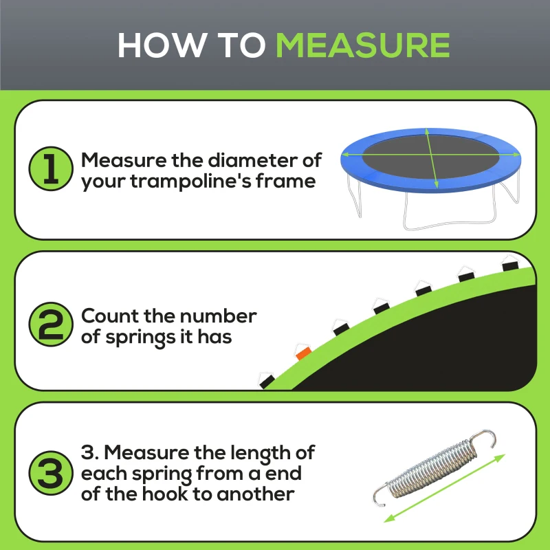 Soozier Trampoline Replacement Mat, Fits 14' Trampoline w/ 80 V-Hooks & 5.5" Springs (Spring & Frame not Included), Green