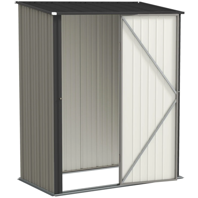 Outsunny 5' x 3' Outdoor Storage Shed, Steel Garden Shed with Single Lockable Door, Tool Storage Shed for Backyard, Grey