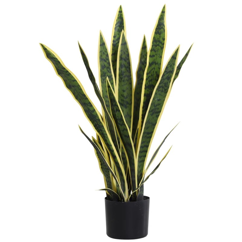 Outsunny 30" Artificial Snake Plant with 21 Leaves in Pot, Decorative Fake Plant for Home, Office, and Living Room, Green