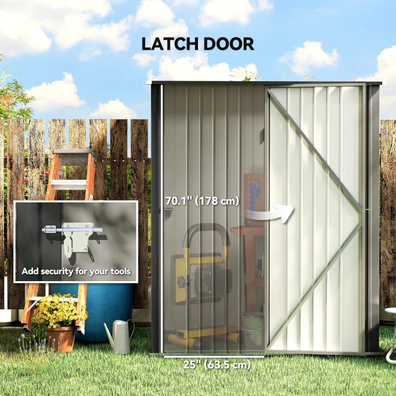 Outsunny 5' x 3' Outdoor Storage Shed, Steel Garden Shed with Single Lockable Door, Tool Storage Shed for Backyard, Grey