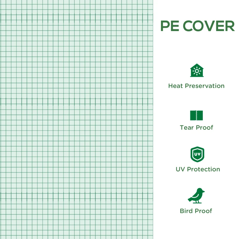 Outsunny 19.7' x 9.8' x 6.6' Plastic Greenhouse Cover Replacement, Heavy Duty Waterproof Tarp for Hoop House, Sheeting with 12 Windows, Door & Reinforcement Grid, Green