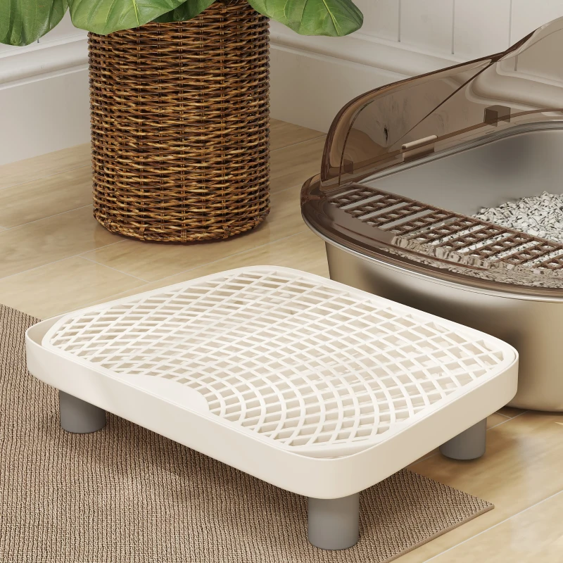 PawHut Stainless Steel Cat Litter Box with High Sided Enclosure, Step, Scoop, Non-Sticky & Anti-Urine Leakage, Easy Cleaning