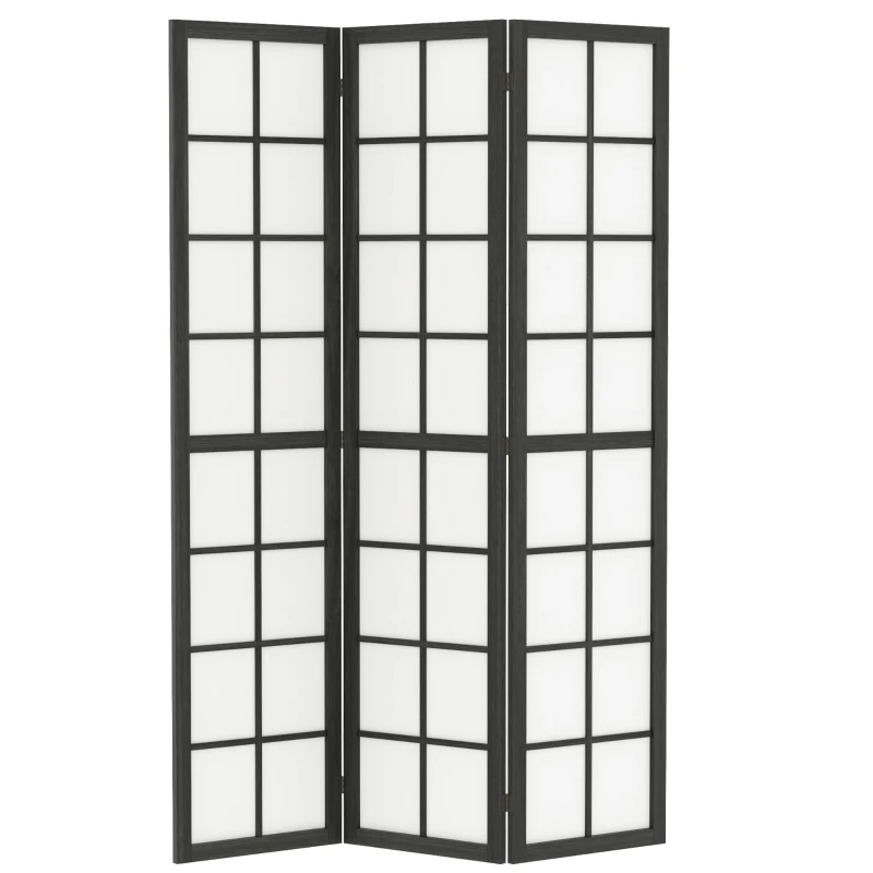 HOMCOM 3 Panel Room Divider, 5.6 ft Folding Wall Divider Room Partition for Home Office, Bedroom, Black
