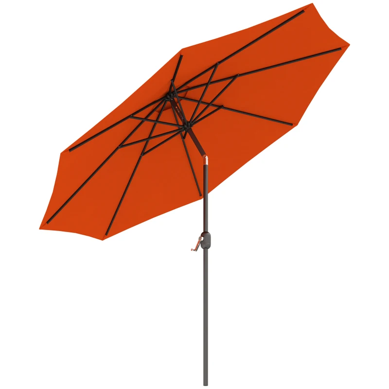 Outsunny 10' x 8' Round Market Umbrella, Patio Umbrella, Outdoor Parasol with Crank Handle, Tilt for Garden, Bench, Lawn, Orange