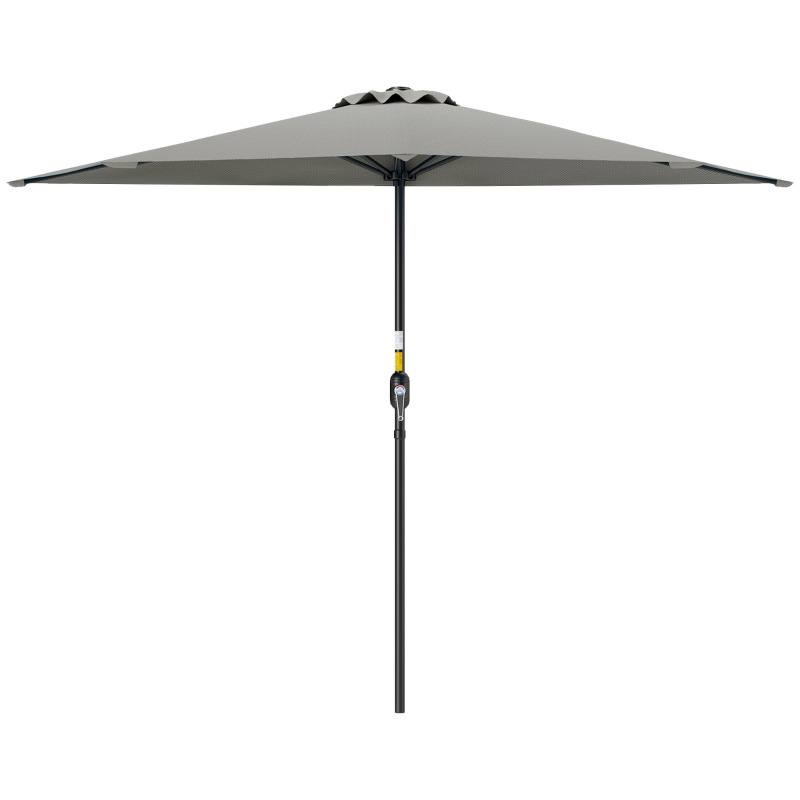 Outsunny 9ft Half Round Umbrella Outdoor Patio Garden Balcony Parasol Window Sun Shade w/ 5 Ribs Light Grey