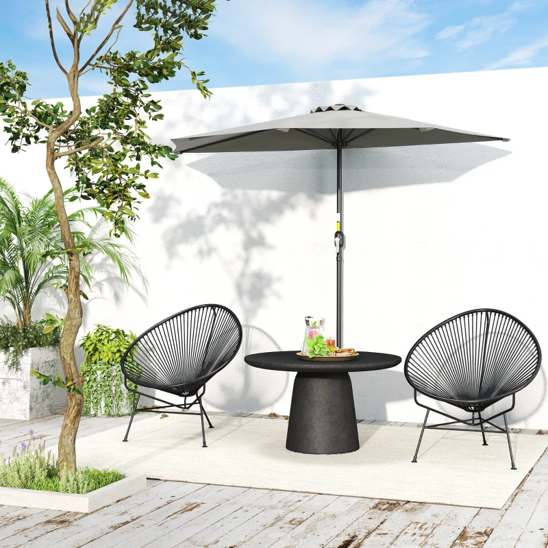 Outsunny 9ft Half Round Umbrella Outdoor Patio Garden Balcony Parasol Window Sun Shade w/ 5 Ribs Light Grey