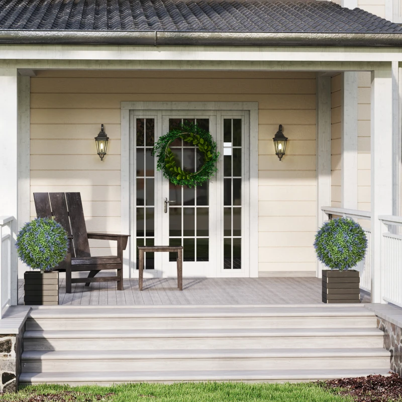 HOMCOM Artificial Plants Faux Lavender Set of 2, UV Protected Fake Plants with Ground Stakes for Indoor Outdoor Decor, Purple