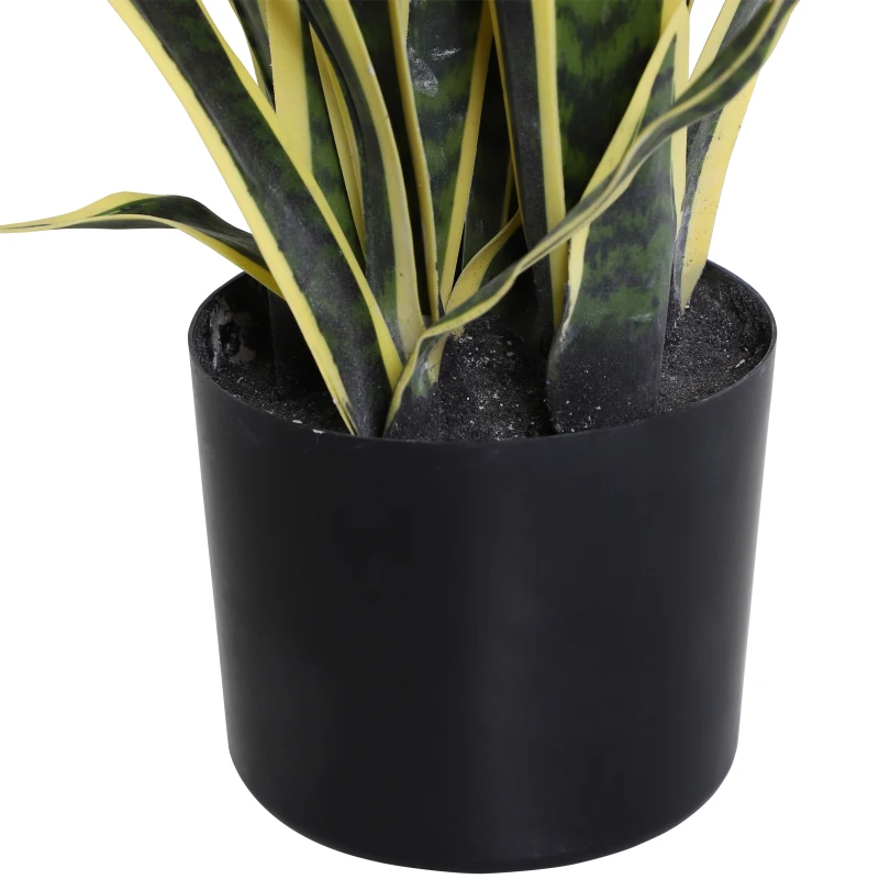 Outsunny 30" Artificial Snake Plant with 21 Leaves in Pot, Decorative Fake Plant for Home, Office, and Living Room, Green