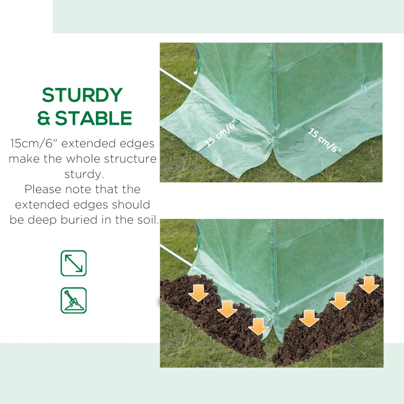 Outsunny 19.7' x 9.8' x 6.6' Plastic Greenhouse Cover Replacement, Heavy Duty Waterproof Tarp for Hoop House, Sheeting with 12 Windows, Door & Reinforcement Grid, Green