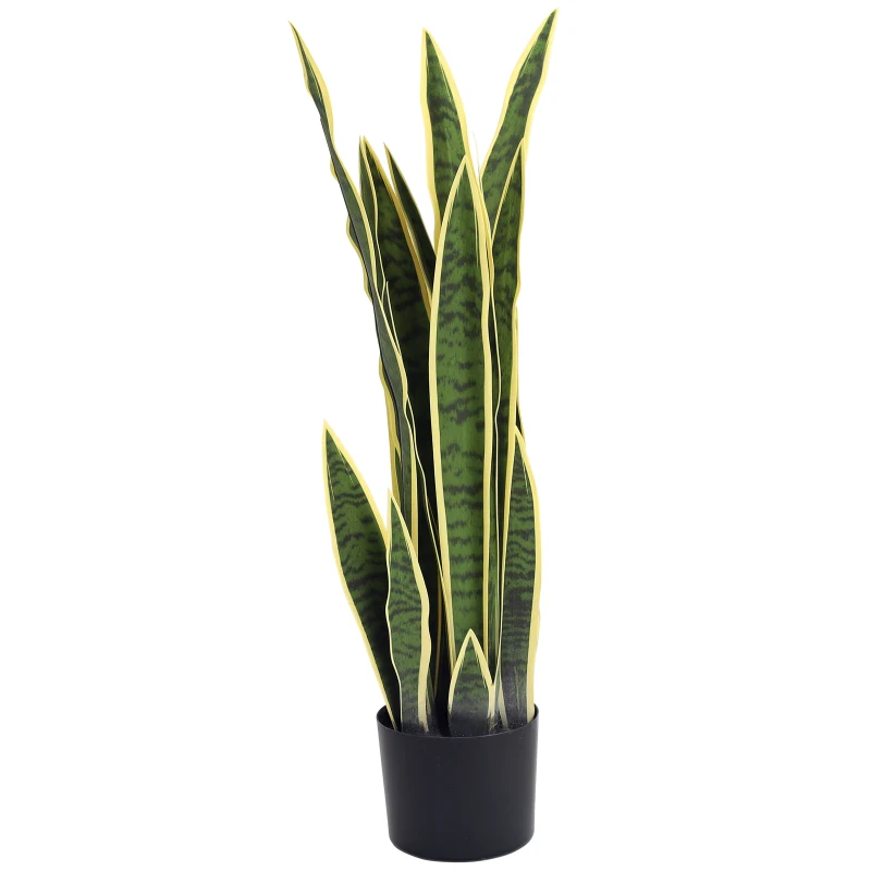 Outsunny 30" Artificial Snake Plant with 21 Leaves in Pot, Decorative Fake Plant for Home, Office, and Living Room, Green
