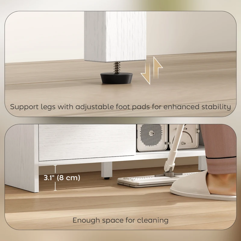 HOMCOM TV Stand for up to 65 Inch TV, Nordic Entertainment Center with 2 Cabinets and 2 Open Shelves for Living Room, White(m-7)