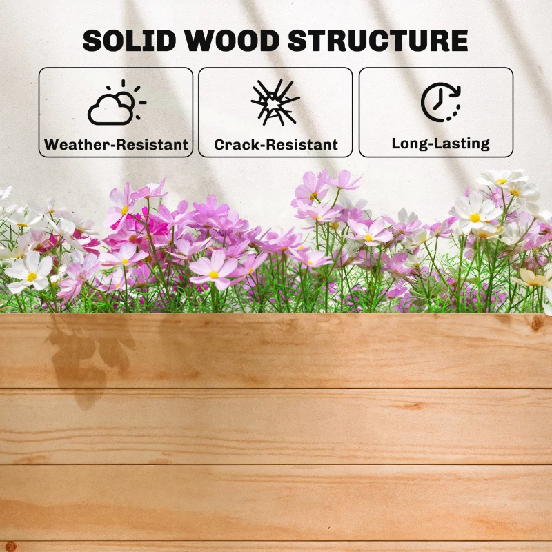 Outsunny Wooden Planter Box with Trellis, Hanging Roof and Drainage Holes for Climbing Plants, Vegetables, Herbs and Flowers