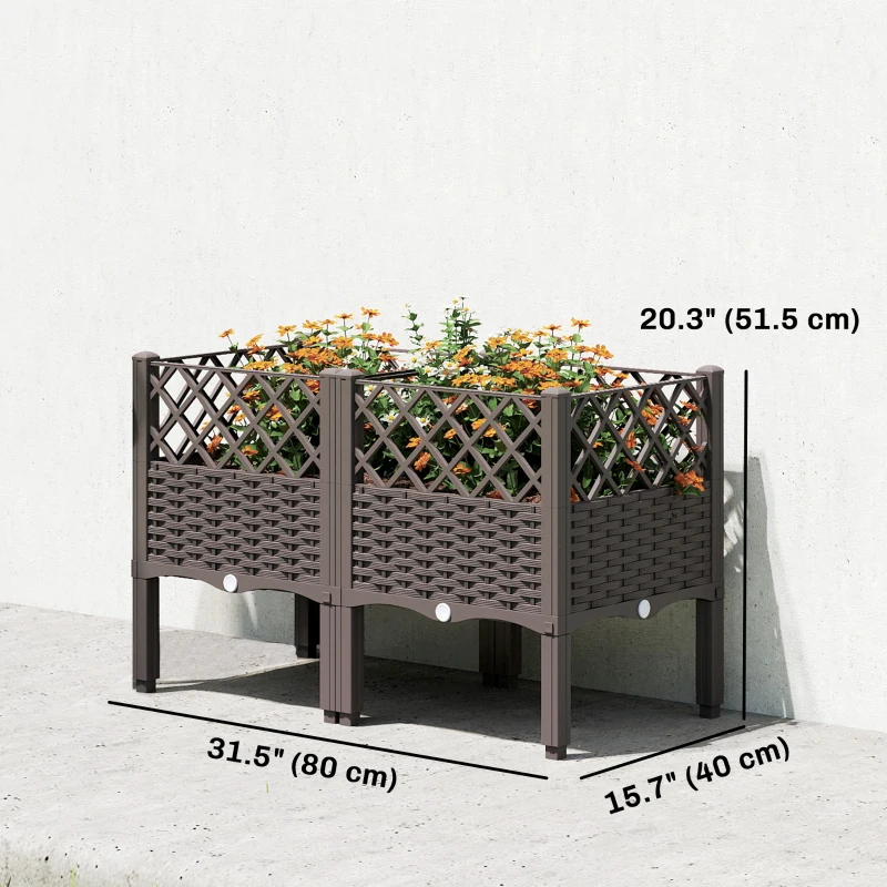 Outsunny Raised Garden Bed with Legs, Self Watering Elevated Planter Boxes with Drainage Holes, 31.5" x 15.7" x 20.3"