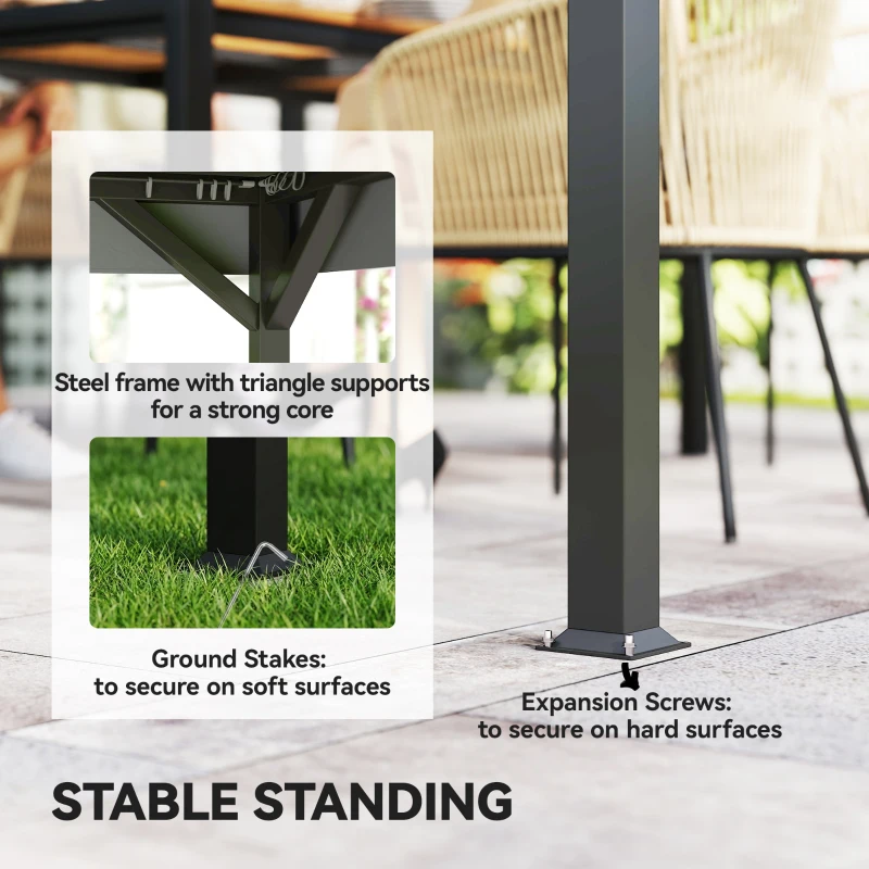 Outsunny 10' x 12' Outdoor Patio Gazebo, Soft Top Gazebo Canopy Shelter with Curtains, Netting, Steel Frame, Hooks, Dark Gray