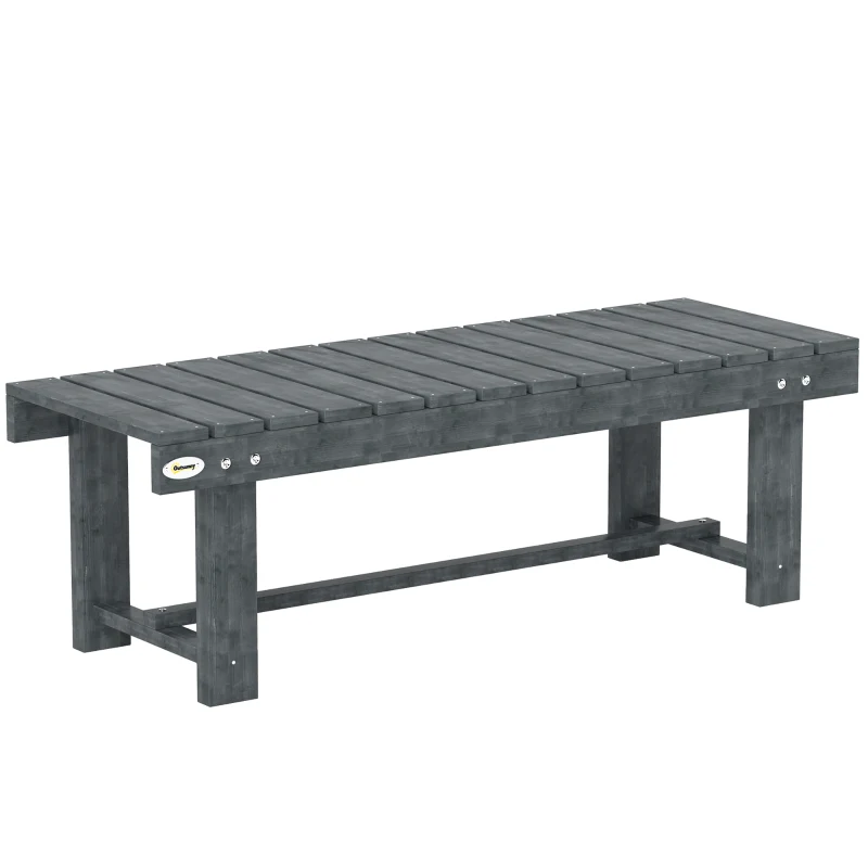 Outsunny Outdoor Garden Bench, Backless Patio Fir Wood Stool, Armless Loveseat, 43.25" x 15" x 13.75", Grey