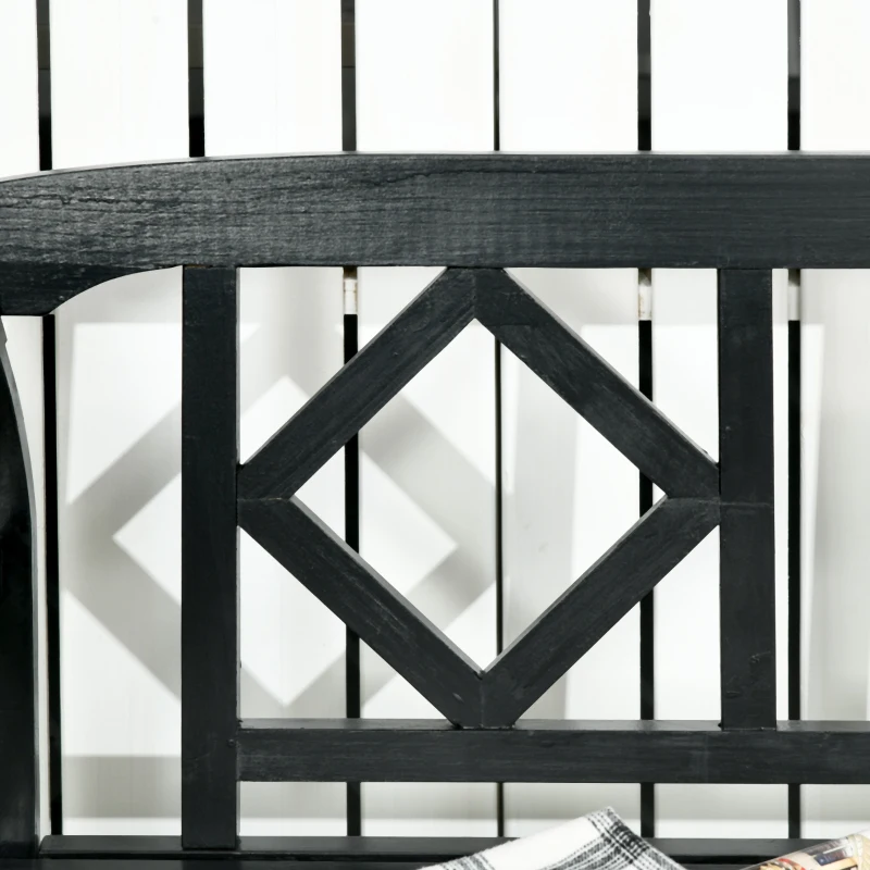 Outsunny Wooden Outdoor Bench, 3 Person Patio Garden Bench with Diamond Pattern Backrest, Slatted Seat, 792 LBS Capacity, Black