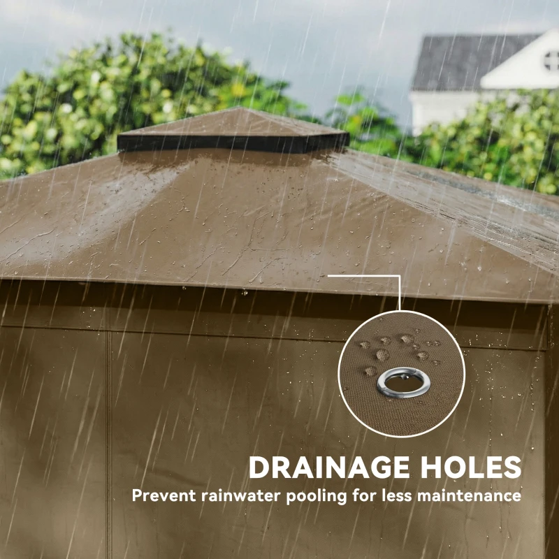 Outsunny 10' x 10' Outdoor Patio Gazebo, Soft Top Gazebo Canopy Shelter with Curtains, Netting, Steel Frame, Hook, Khaki