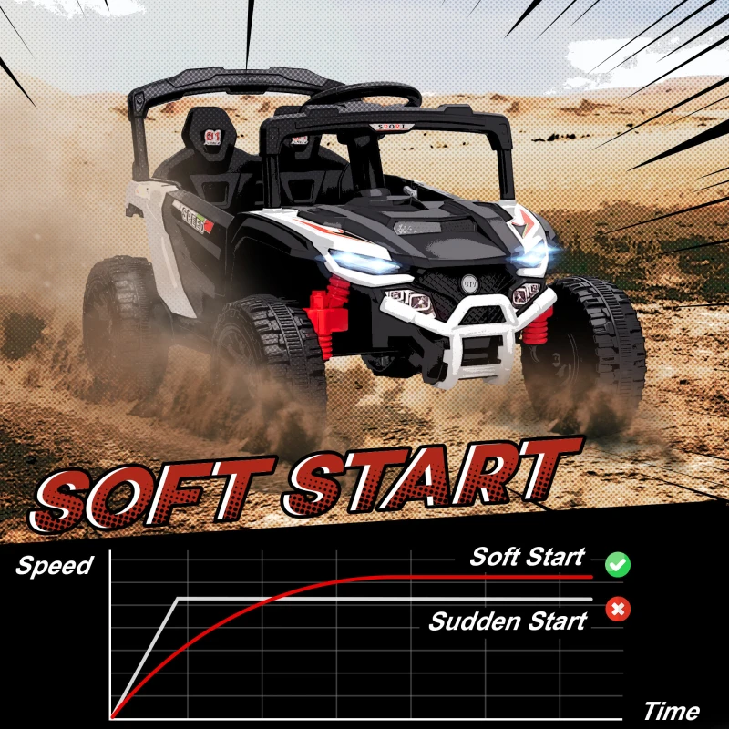 Qaba 12V Kids Ride On Truck, Battery Powered Electric UTV Vehicle with Rear Suspension, Remote Control for 3-8 Years, White