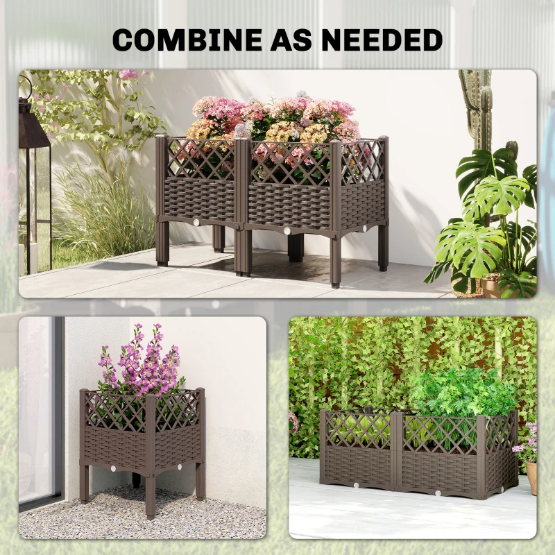 Outsunny Raised Garden Bed with Legs, Self Watering Elevated Planter Boxes with Drainage Holes, 31.5" x 15.7" x 20.3"